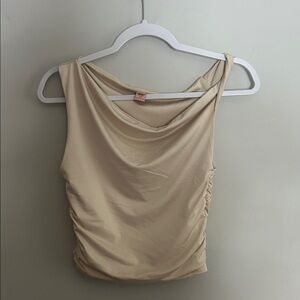 French twist Cream Drape Tank Top